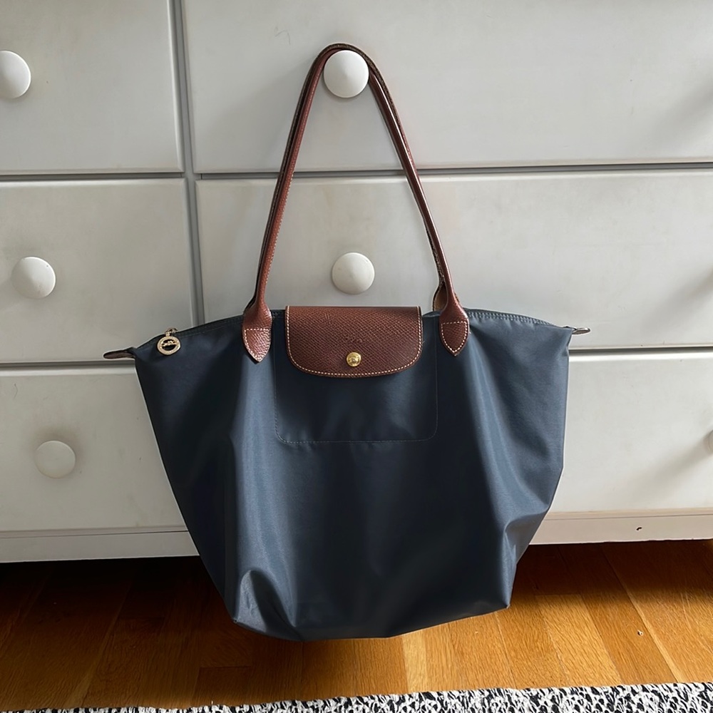 Longchamp Le Pliage Large Nylon Tote Gunmetal
